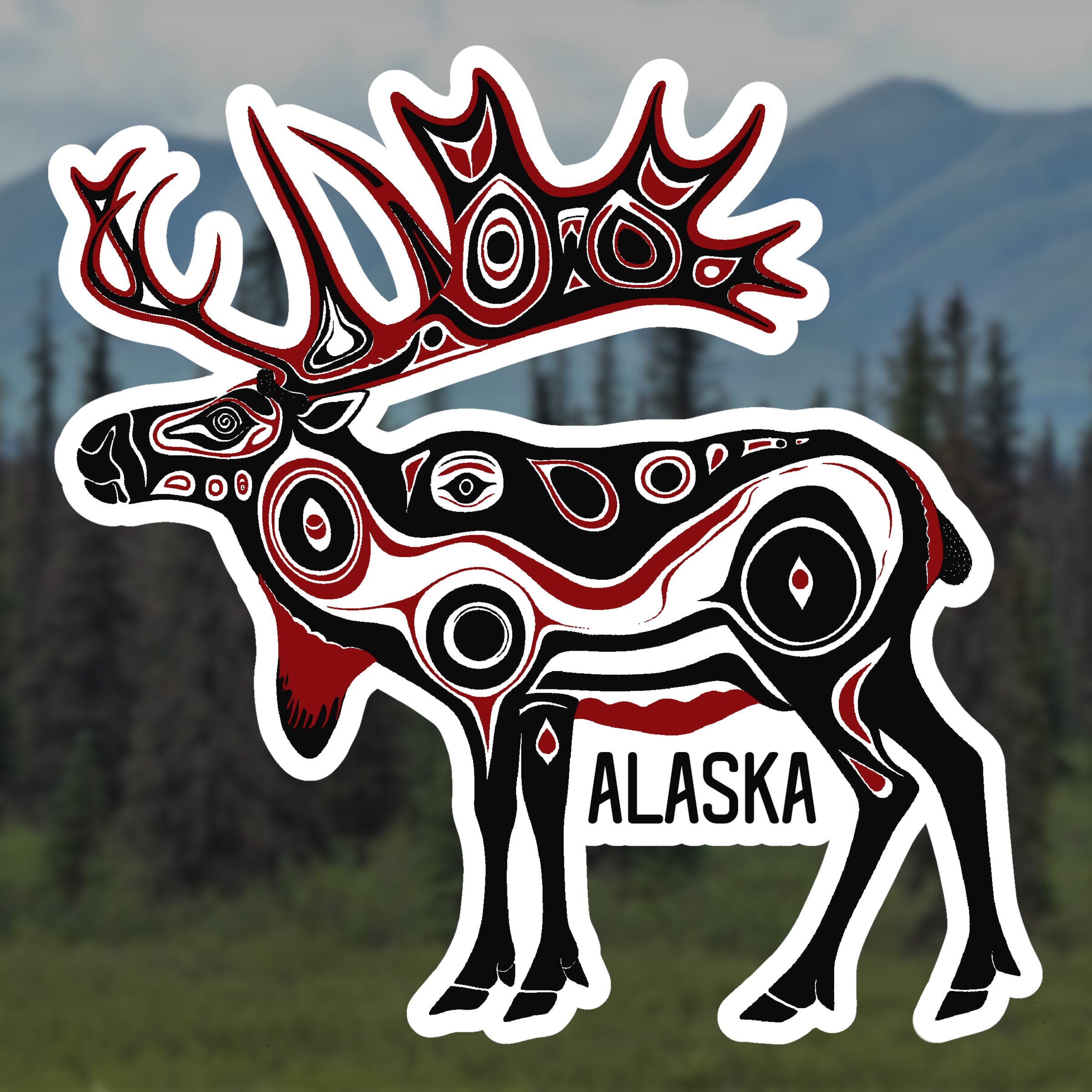 Haida Art Caribou Sticker - Image 2