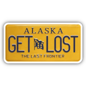 'Get Lost' Alaskan License Plate Sticker