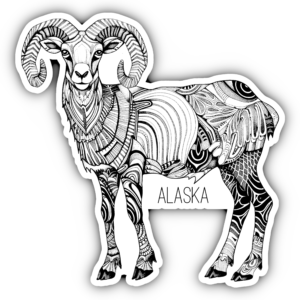 Dall Sheep Line Art Sticker