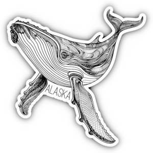 Humpback Line Art Sticker