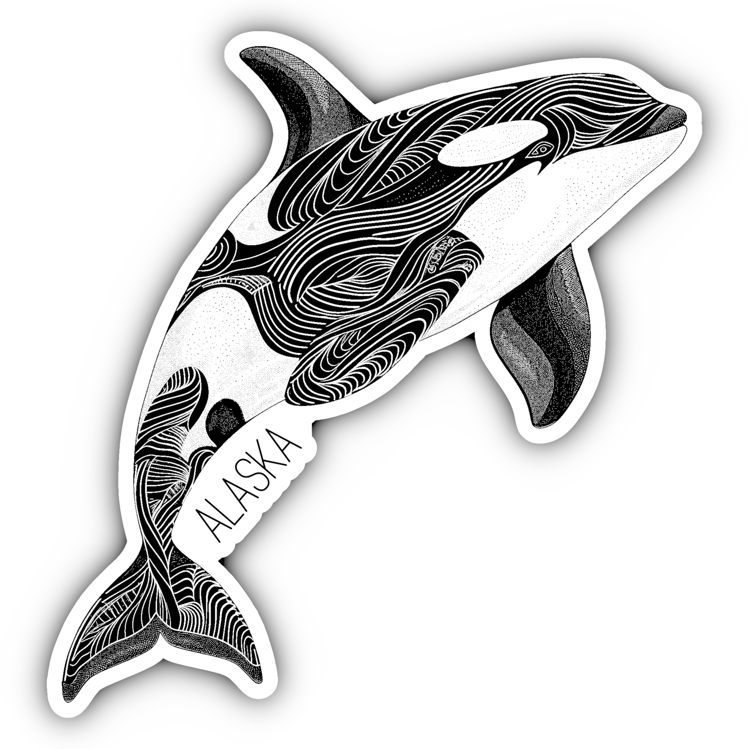 Orca Line Art Sticker