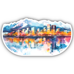 Watercolor Anchorage Skyline Sticker