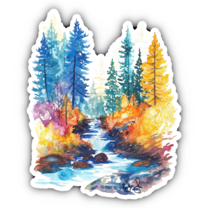 Watercolor Alaskan Creek Sticker
