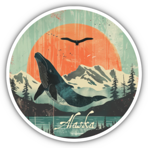 Whimsical Humpback Whale Sticker