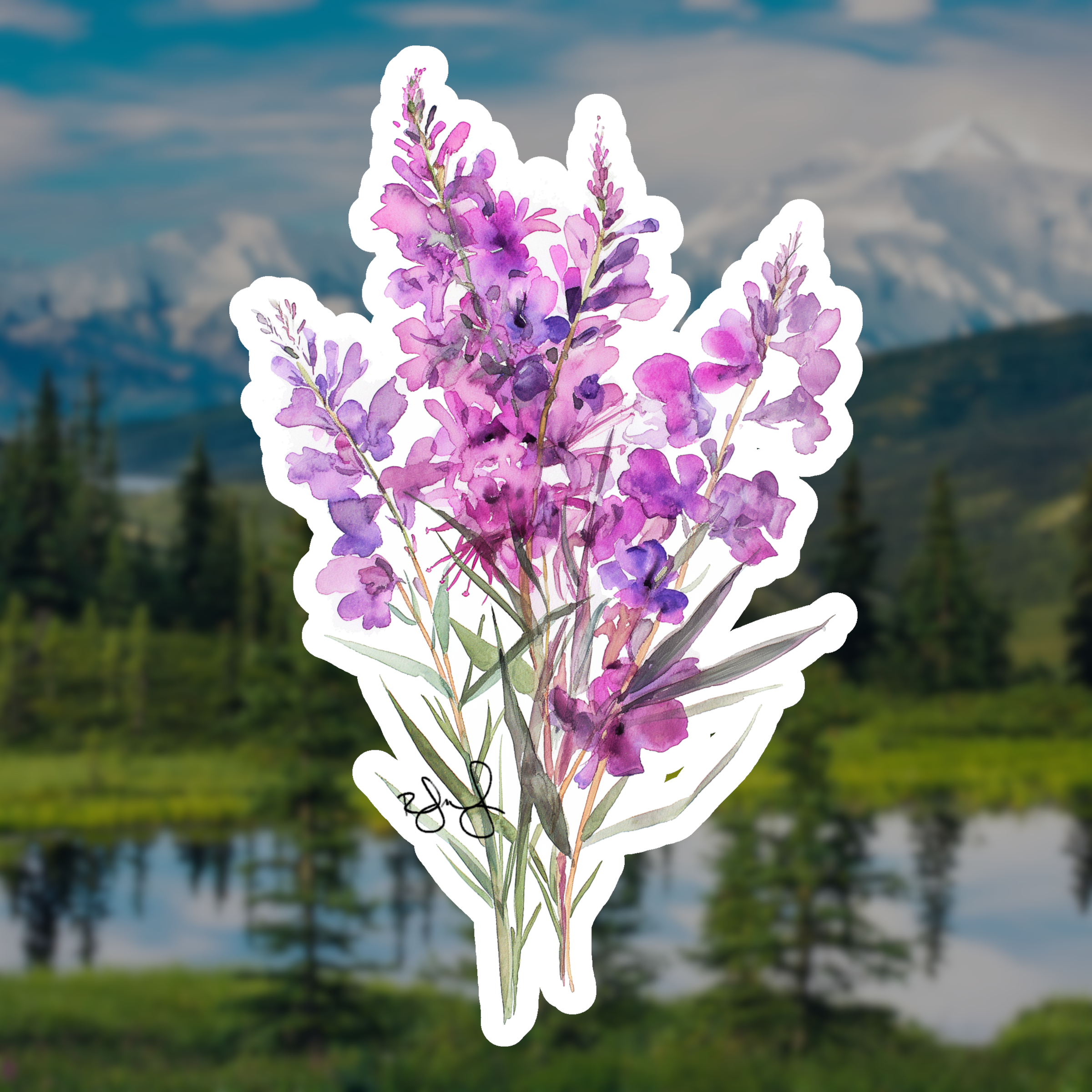 Watercolor Fireweed Sticker - Image 2